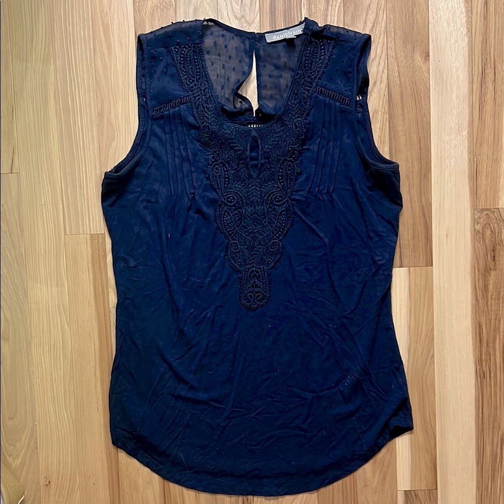 Daniel Rainn Navy Sleeveless Blouse